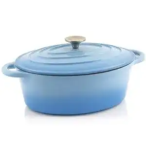 Gusseisen Bräter BBQ-Toro Cocotte 4,3 Liter in Blau, Oval