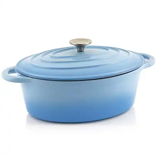 Gusseisen Bräter BBQ-Toro Cocotte 4,3 Liter in Blau, Oval