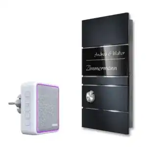 Funkklingel Edelstahl Metzler mit Gravur und LED-Taster