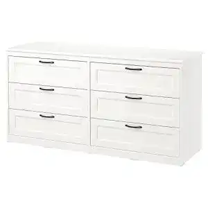 IKEA SONGESAND Kommode mit 6 Schubladen, 161 x 81 cm, Weiß