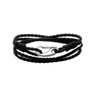 Lederarmband Viwind Damen geflochten 19/20 cm mit Edelstahlkarabiner