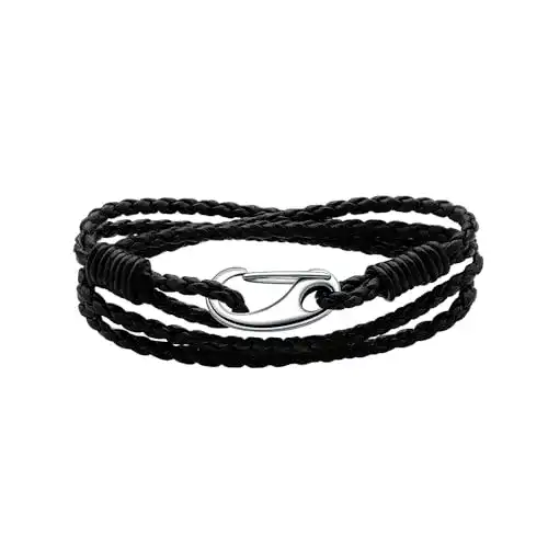 Lederarmband Viwind Damen geflochten 19/20 cm mit Edelstahlkarabiner