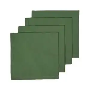 Stoffservietten Homescapes dunkelgrün, 4er-Set 45×45 cm aus Baumwolle
