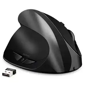 Ergonomische Linkshändermaus von Aurtec mit USB-Empfänger und 6 Tasten