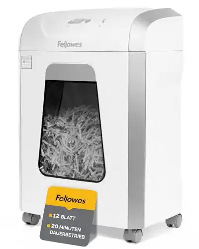 Fellowes Aktenvernichter für 12 Blatt, Papierschredder mit Partikelschnitt