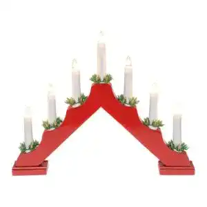 Idena 31604 LED Adventsleuchter aus Holz, rot lackiert