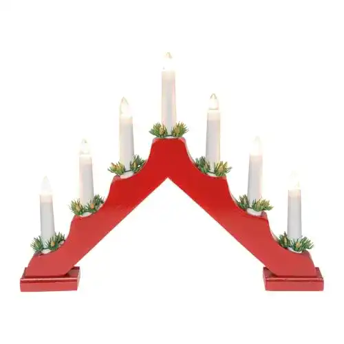 Idena 31604 LED Adventsleuchter aus Holz, rot lackiert