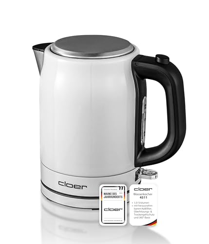 Cloer 4511 Wasserkocher Edelstahl mit 2200 W und Sicherheitsfunktionen