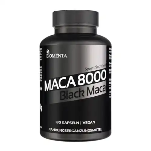 Maca Kapseln von BIOMENTA, 180 Kapseln mit 10:1 Schwarzem Maca Extrakt