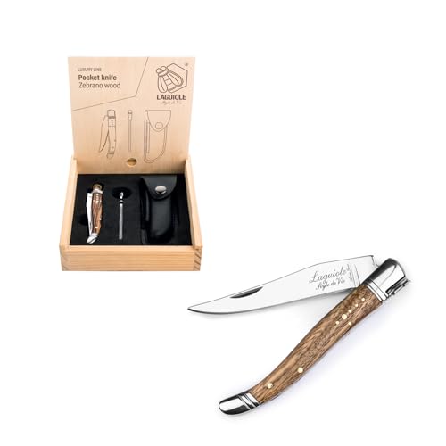 Laguiole Taschenmesser Set mit Wetzstahl und Geschenkbox