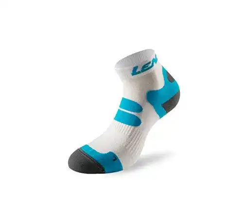 Lenz Unisex Sportsocken Running 4.0 in Weiß Blau, Größe 42-44