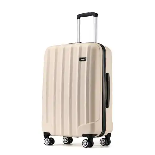 Kono Koffer Trolley mittelgroß Hartschale ABS Reisekoffer beige