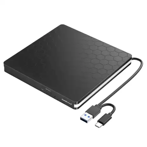 Amicool Externes DVD-Laufwerk mit USB 3.0 und Type-C Anschluss
