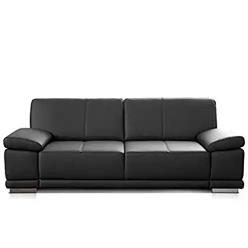 Cavadore 3-Sitzer Sofa Corianne aus Echtleder mit Armteilverstellung