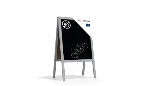 Kreidetafel Allboards Kundenstopper mit Silber, lackiertem Holzrahmen