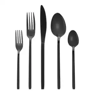 Gräwe Besteck Set schwarz für 2 Personen, 10-teilig, Edelstahl