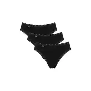 Damen-Slips Sloggi 24/7 Cotton Lace Tai C3P Slip in Schwarz