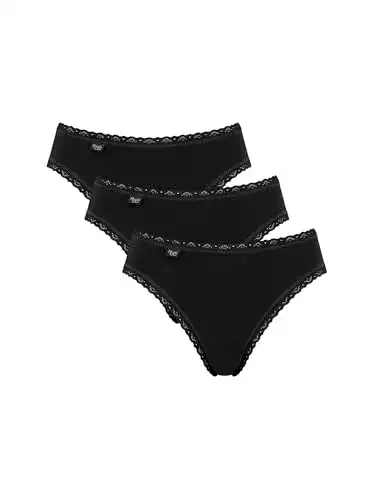 Damen-Slips Sloggi 24/7 Cotton Lace Tai C3P Slip in Schwarz