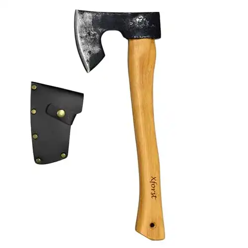 Wikingeraxt Xforst aus geschmiedetem Karbonstahl mit Hickory Holzstiel