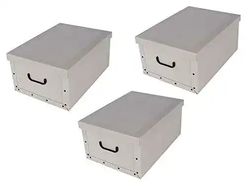 Karton mit Deckel Kreher 3 Stück XXL Dekokarton in Classic Beige