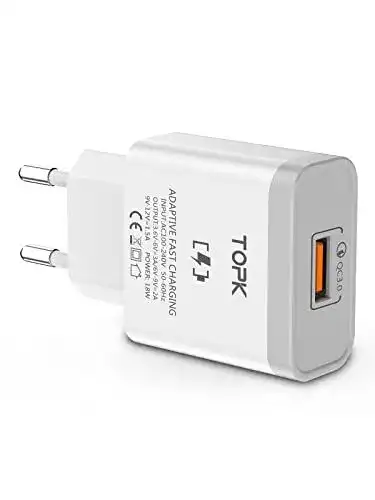 Schnellladegerät für iPhone von TOPK mit USB und Quick Charge 3.0