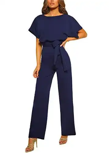 Damen Jumpsuit mit langen Ärmeln und O-Ausschnitt