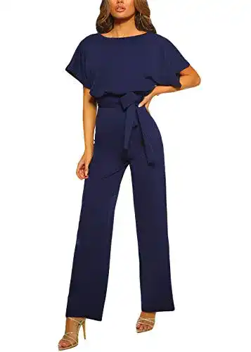 Damen Jumpsuit mit langen Ärmeln und O-Ausschnitt