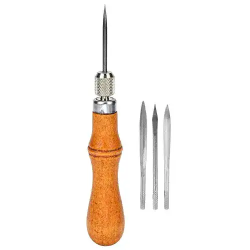 Nähahle Hztyyier 4 in 1 Leder Awl Set mit Austauschbaren Köpfen