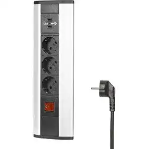 Ecksteckdose Elbe Inno für Arbeitsplatte mit 3 Steckdosen und USB-Anschlüssen