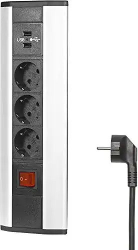 Ecksteckdose Elbe Inno für Arbeitsplatte mit 3 Steckdosen und USB-Anschlüssen