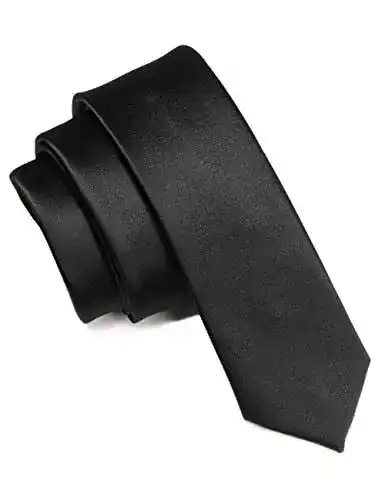 Seidenkrawatte JemyGins Herren Krawatte 5CM in Schwarz Satin