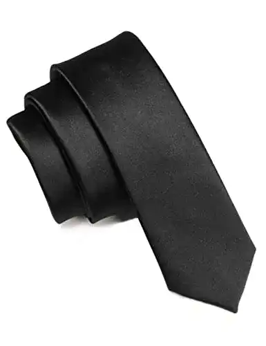 Seidenkrawatte JemyGins Herren Krawatte 5CM in Schwarz Satin