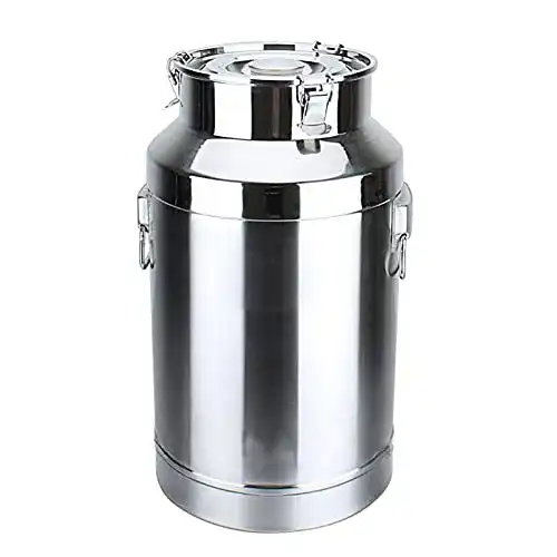 Milchkanne Adima 201 aus Edelstahl mit Silikondeckel und Schnalle, 5L