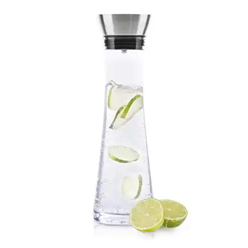 Wasserkaraffe aus Glas mit Edelstahl-Deckel (1 Liter) für den Haushalt