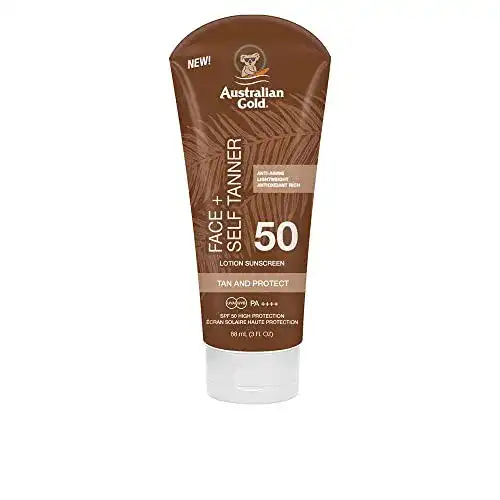Australian Gold LSF 50 Sonnencreme für das Gesicht mit Selbstbräuner