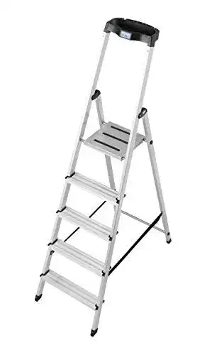 Krause Stehleiter Safety mit 5 Stufen und Eimerhaken, Modell 126337