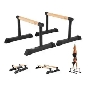 Parallettes Gravity Fitness mit Holzgriffen Medium Dip Bars für Calisthenics und Training