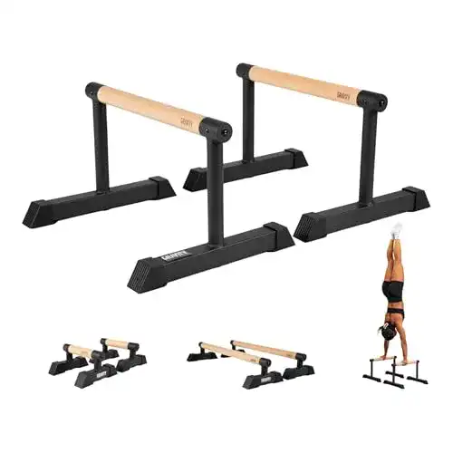 Parallettes Gravity Fitness mit Holzgriffen Medium Dip Bars für Calisthenics und Training