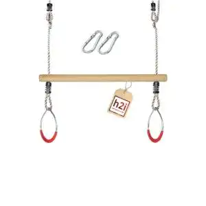 Trapezschaukel H2I mit Turnringen und Trapezstange aus Holz