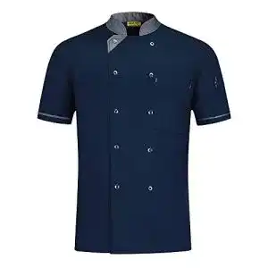 Kochjacke WMOFC für Herren und Damen, Kurzarm, Blau