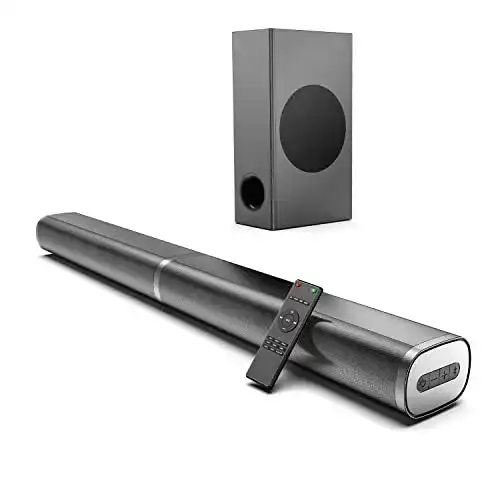 Soundbar mit Subwoofer 2.1 für TV Klangverbesserung und vielseitige Anschlüsse