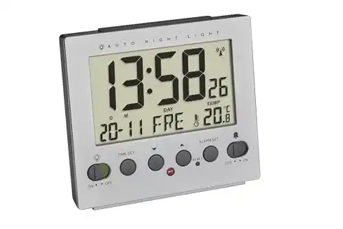 TFA Dostmann Digitaler Wecker mit Funkuhr und Thermometer