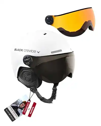 Skihelm mit Visier Black Crevice Arlberg, zwei Visiere, weiß, S (51-53)
