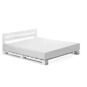 Palettenbett Moebel-Eins Paletti mit Kopfteil aus Massivholz