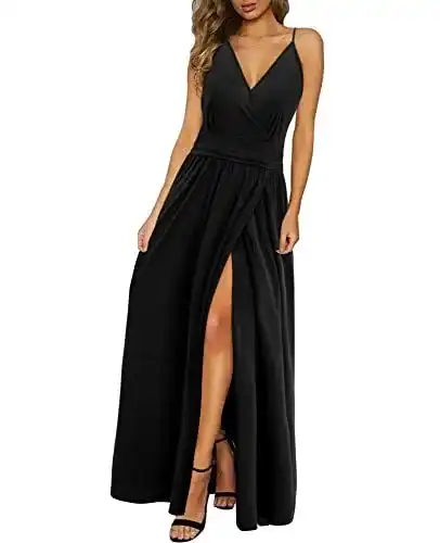Maxikleid Newshows Damen Lang mit V-Ausschnitt und Seitenschlitzen