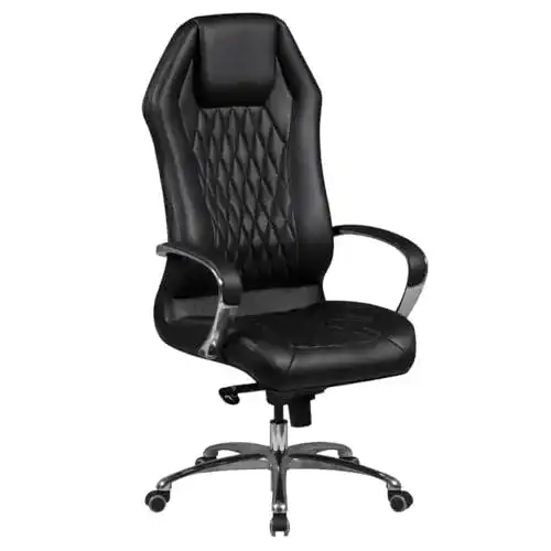 Bürostuhl aus echtem Leder von FineBuy mit ergonomischem Design