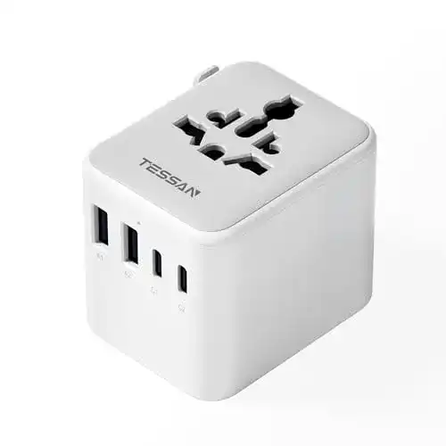 Reiseadapter TESSAN weltweit, Universal Reisestecker mit 3 USB Ports
