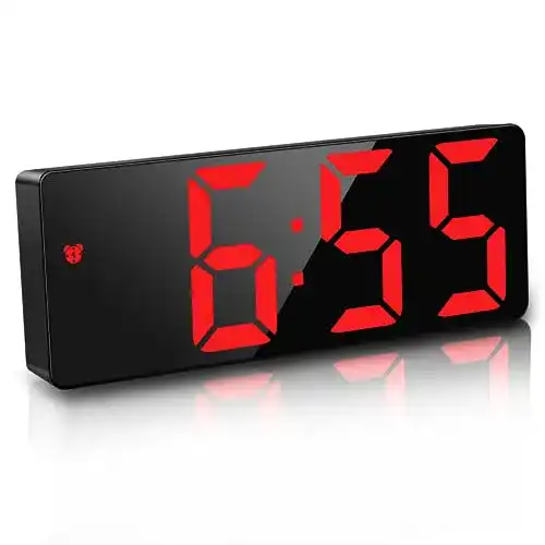 LED-Wecker JQGO Digitaler Wecker mit Spiegel und USB-Anschluss