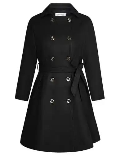 Damenmantel Hanna Nikole für große Größen – Winter Zweireihiger Trenchcoat