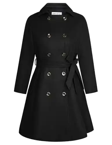 Damenmantel Hanna Nikole für große Größen – Winter Zweireihiger Trenchcoat
